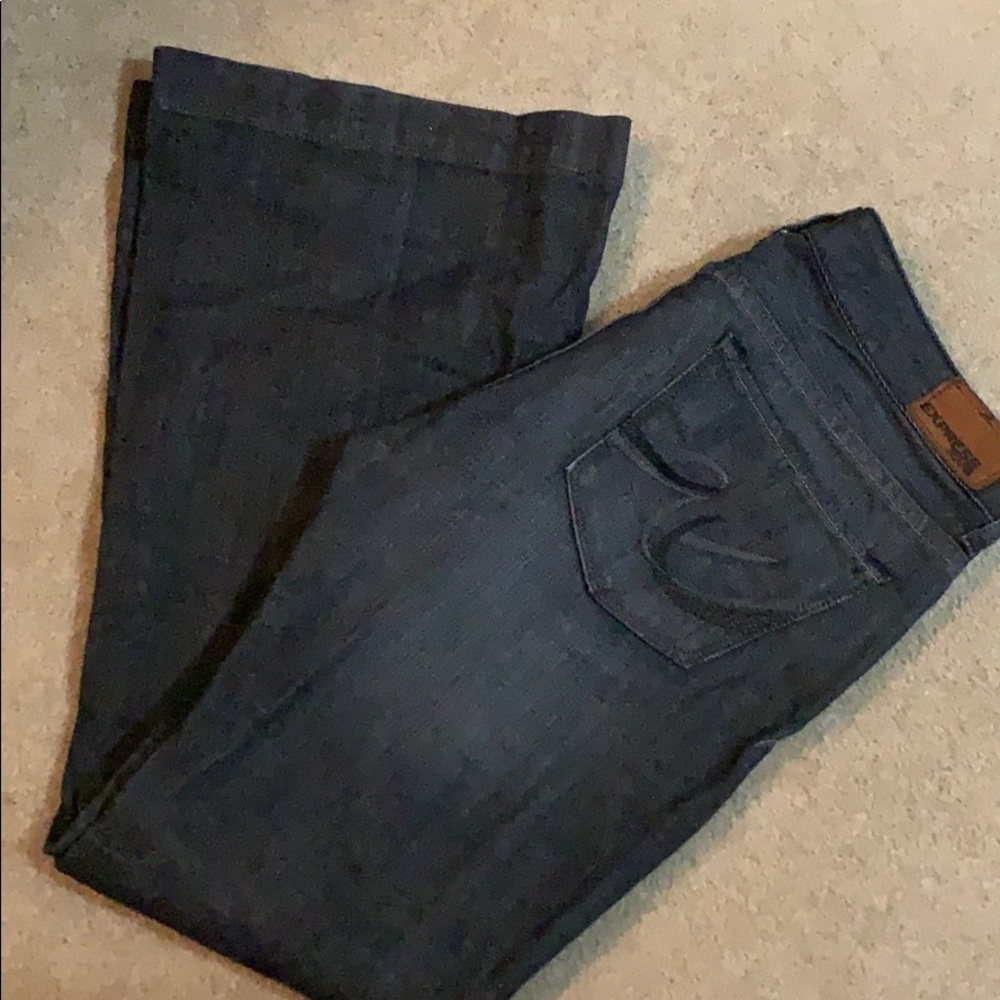Express Dark Wash Stella Flares